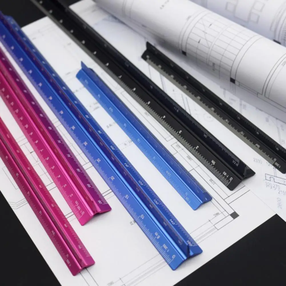 Aluminum Alloy Engineering Scale Ruler High Precision Triangular Architectural Drafting Tool Scale Bar Drafting Supplies stainless steel ruler,ruler set,drawing ruler,straight ruler,metal ruler
