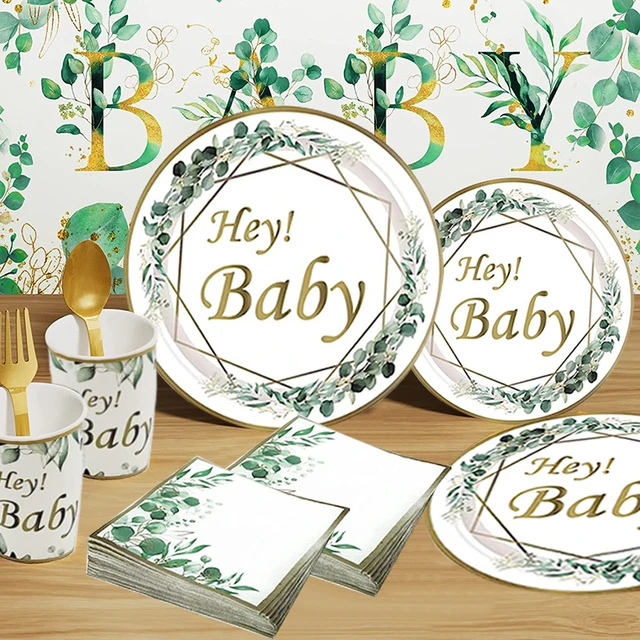 Ensembles de vaisselle jetable, décorations pour fête prénatale