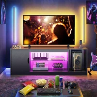 57" LED TV Stand for 55/60/65 Inch TVs - Gaming Entertainment Center with RGB Lights, Adjustable Glass Shelves & Cabinet for PS5 3