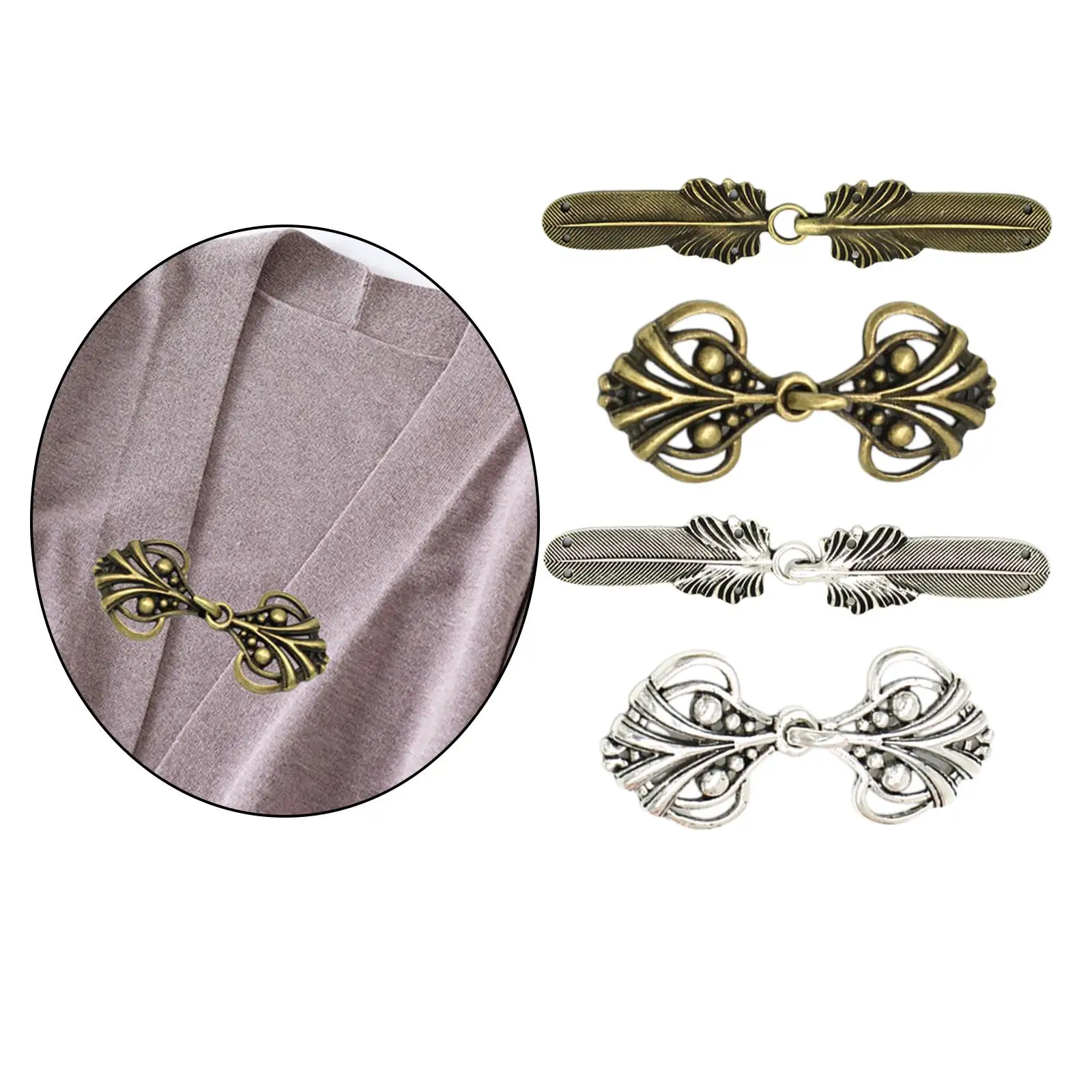 

4Pair Cardigan Pin Cape Cloak Buckle Hooks and Shawl Shawl Shirt Duck Clip