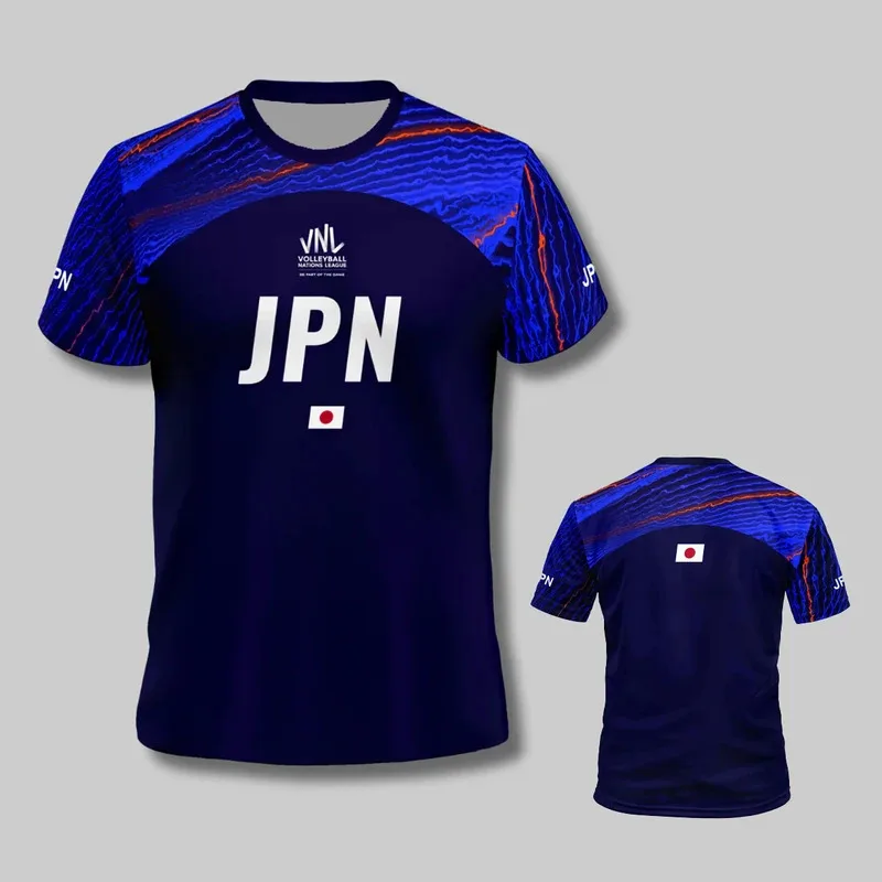 2025 New Japanese vnl blue volleyball shirt, men's and women's sports T-shirt, comfortable and breathable T-shirt, 3d fashionabl