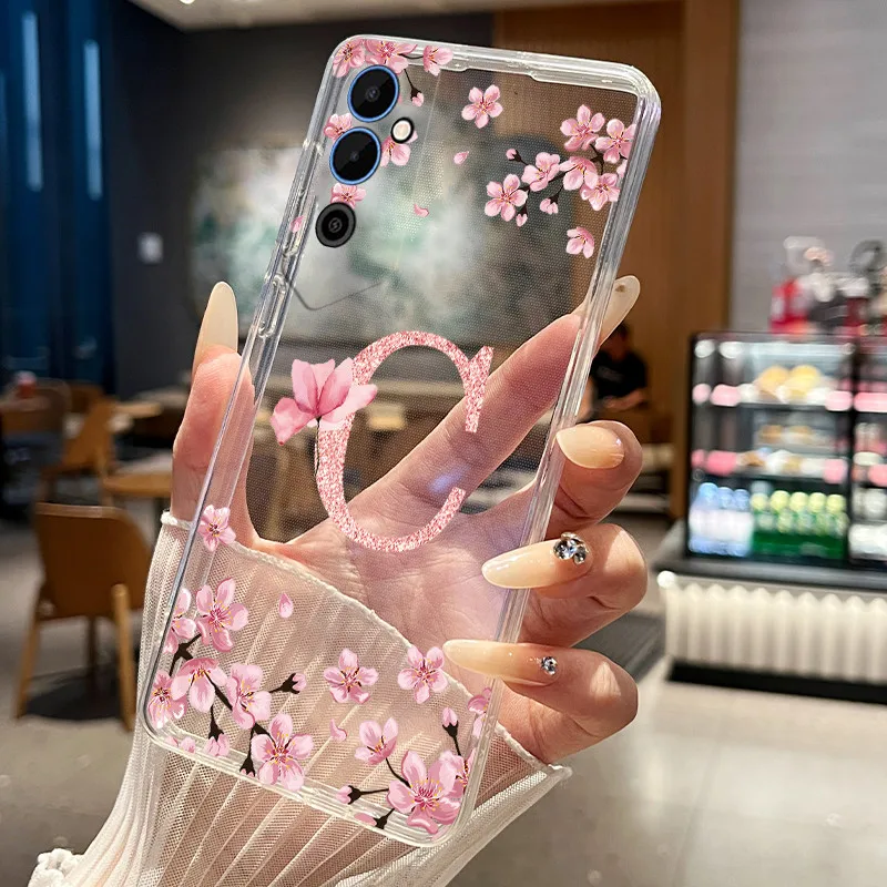 Floral Letter Transparent Slim Silicone Phone Case
