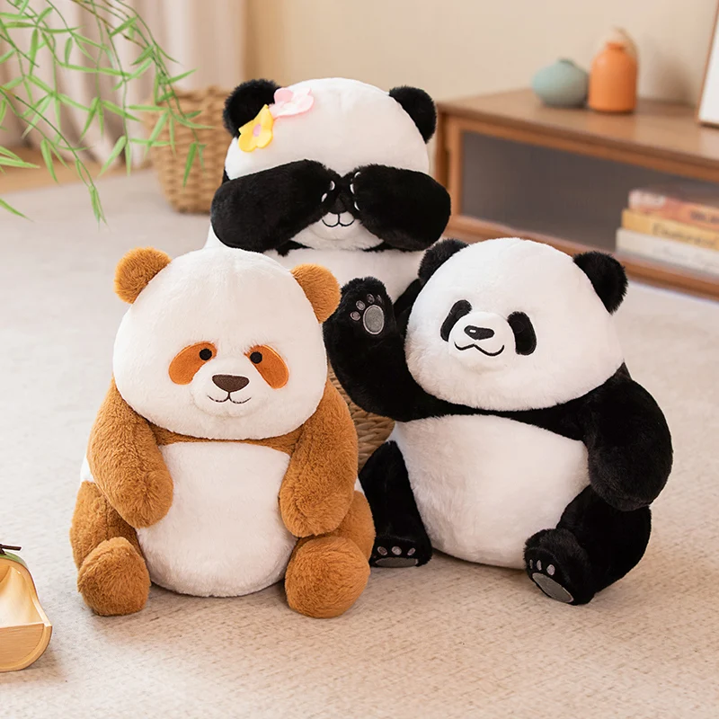 

30CM Lovely Giant Panda Plush Toy Stuffed Rare Animals Doll Cute Huahua Menglan Brown Panda Bear Soft Doll Gifts For Kids Girl