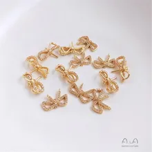 

Set zircon bow pendant crystal pearl holder DIY clavicle chain earpiece double pendant