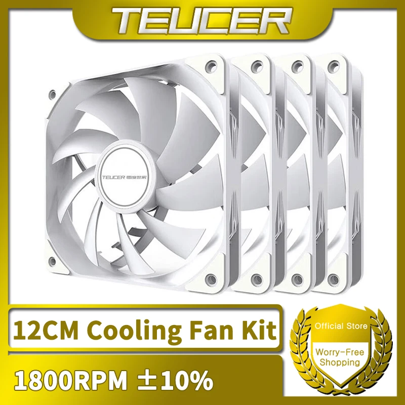 Teucer 1800rpm 4pin Pwm Branco 12cm Caixa do Computador Sistema de Refrigeração Ventilador Silencioso pc Cpu Cooler 120 mm Fãs Kit Ventilador