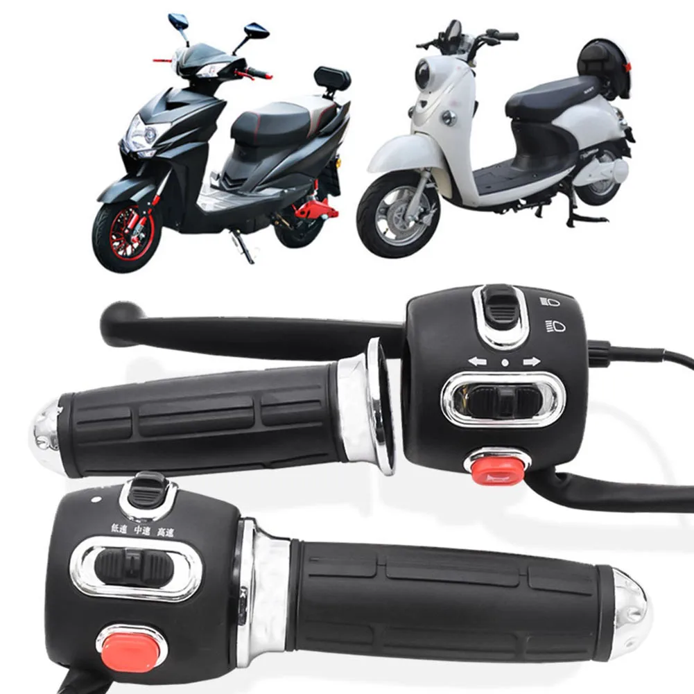 12V 72V Ebike Throttle Speed Control Handle With Headlight Turn Signal Horn Button Electric Bicycle Accelerator