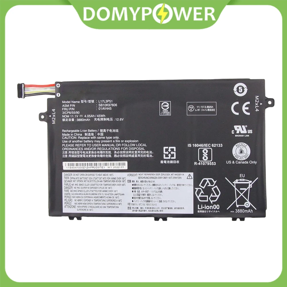 

L17L3P51 Battery for ThinkPad E480 E490 E590 E580 E595 01AV445 E480 E485 E495 E580 E585 E490 E590 E595 E14 E15
