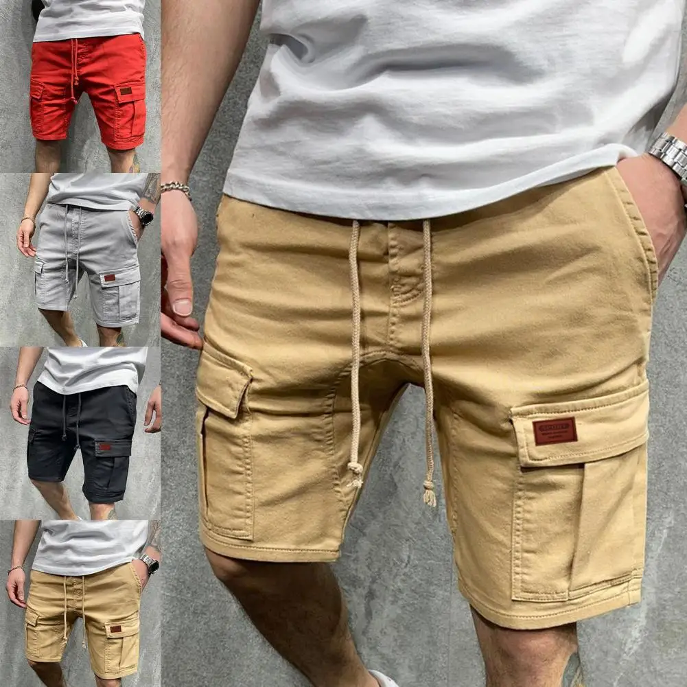 Shrink Resistant  Trendy Multi Pockets Men Cargo Shorts Streetwear Men Shorts Drawstring   for Fitness 6