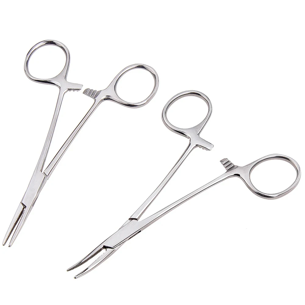 Surgical Forceps Hand Tool 12.5/16/18cm Stainless Steel Hemostatic Surgical Forceps Forceps Fishing Pliers Curved/Straight Tip