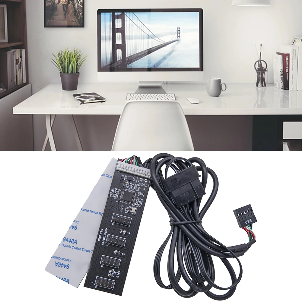USB 2.0 허브 커넥터 어댑터 변환기, USB 2.0 9 핀 헤더, USB 1-4 수, MB USB 어댑터, 9 핀 내부 USB 허브 포트 멀티플라이어