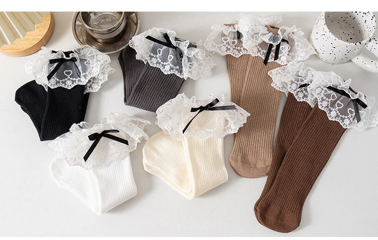 1 Pair Lace Ruffle Calf Sock for Kids Girl Korean Fashion Frilly Bowknot Sock for Children Spring Summer Soft Cotton School Sock 21 Sd8e5cfef4c374240bee5422f3bc01dedd