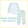 2025 Easter Pyjamas Kids Rabbit Eggs Bunny Sets Long Sleeve Top+Pants Pajamas Children Ribbon Homewear Clothes 2Pcs Toddler Suit 3