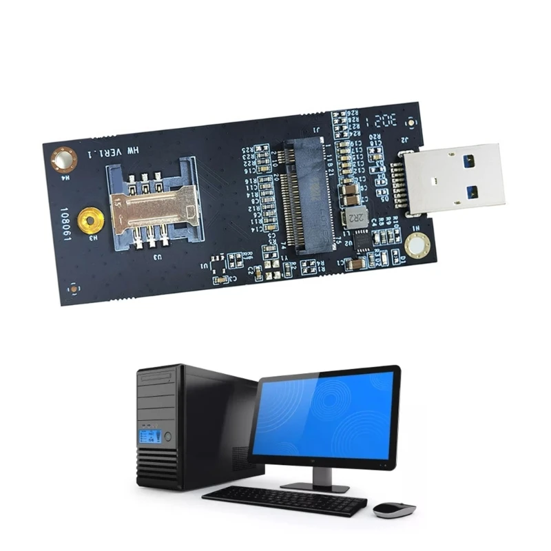 NGFF Key-B a USB3.0 3G/4G/5G Scheda adattatore di test del modulo WWAN con antenne SIM-Slot M2 USB WWAN Adaspter Card