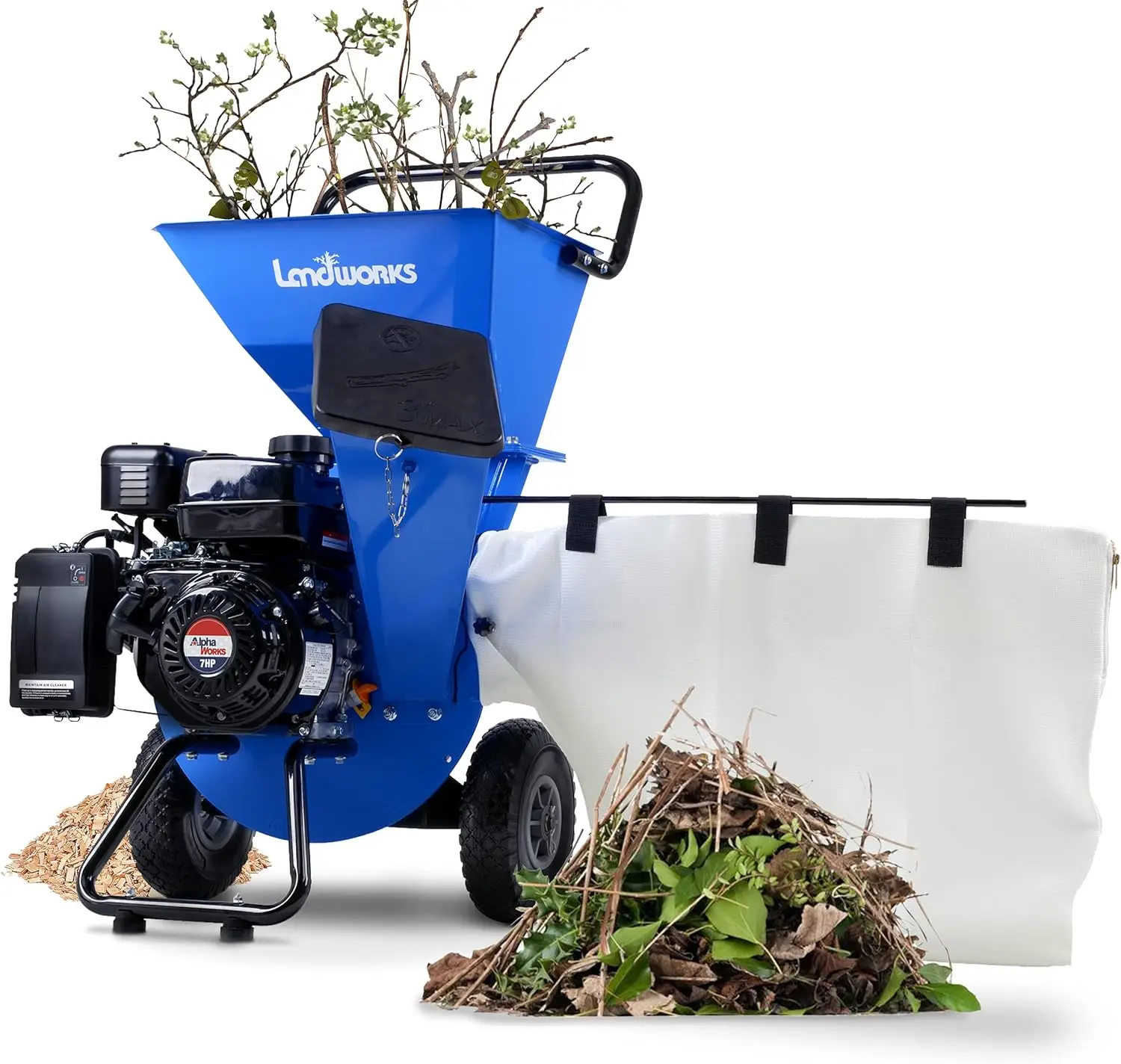 Wood Chipper Shredder Mulcher Super Heavy Duty 7HP 3 in 1 Multi-Function 3" Inch Max Capacity Use for Forestry Gardens