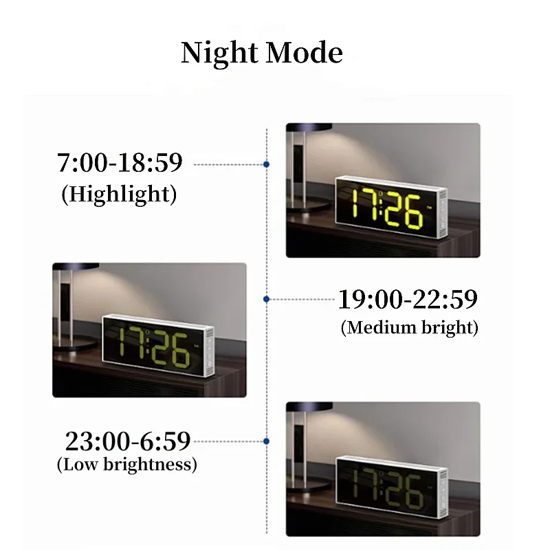 RGB Large Digital Wall Clock Date With Remote Control RGB Mood Light Table Clock 12/24H DST Power-off Memory LED Alarm wall clock digital wall clock