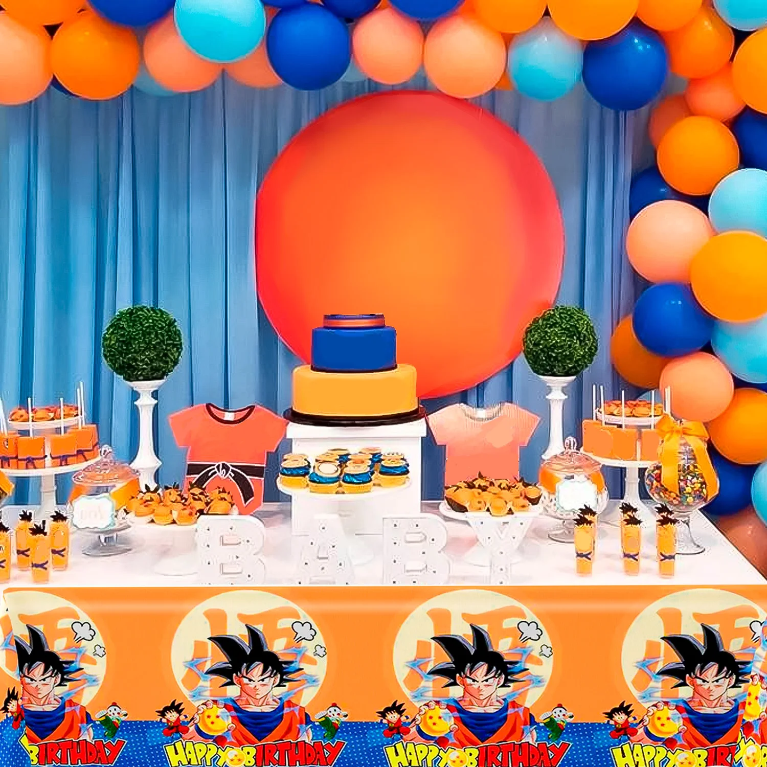 Drangon Ball  Birthday Party Supplies-Drangon Ball Tablecloth,3pcs Drangon Ball Table Cover 42.5"x70.8",for Boys Kids party. 2