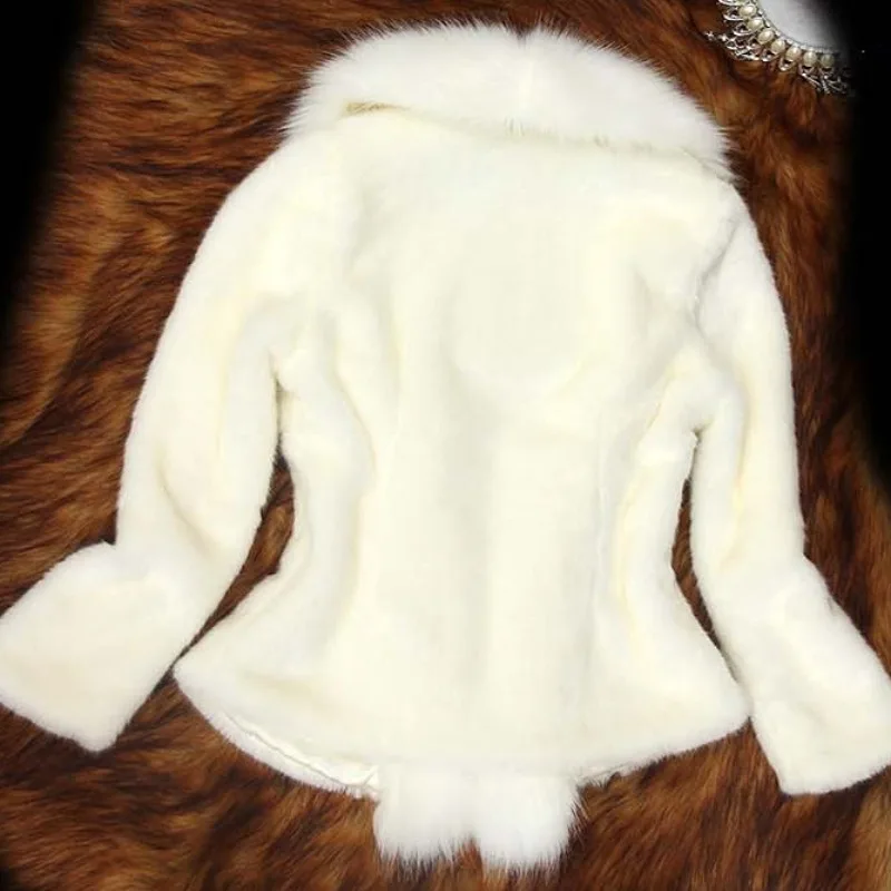 Mink-like Fur Coat for Women, Imitation Fox Fur Collar, Slim Short Outwear, Female Fashion, Thicken Warm Casual Outcoat, Winter