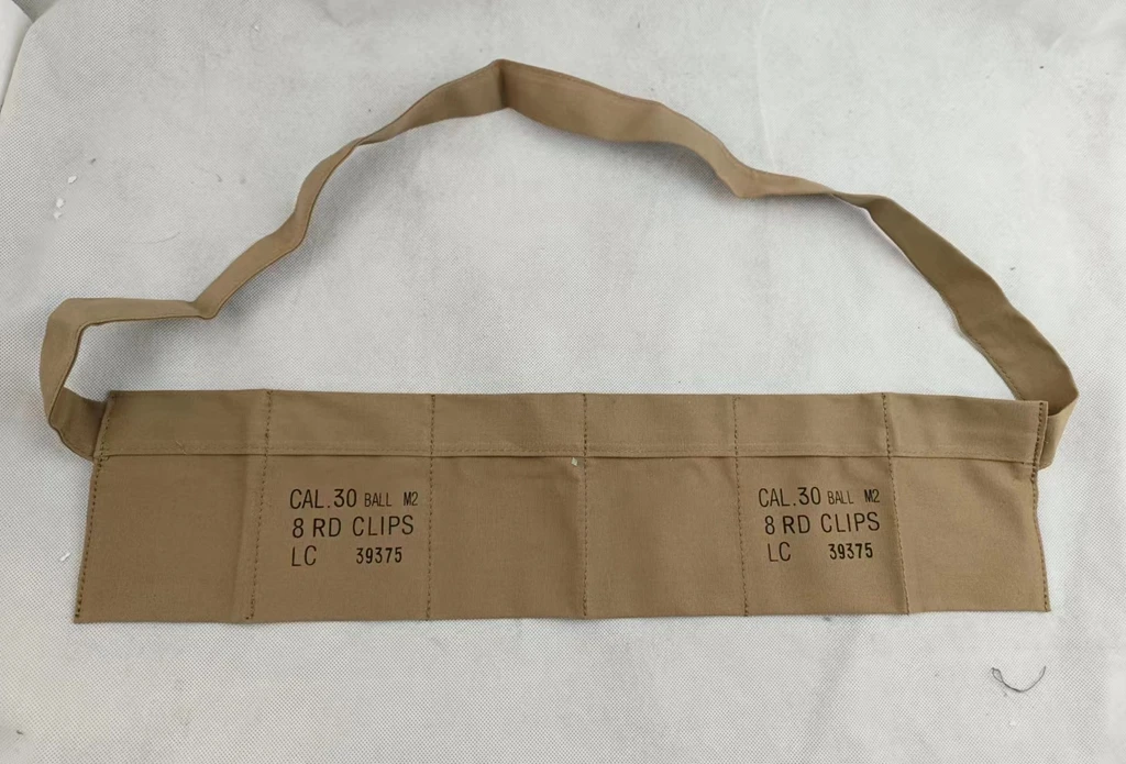 TOMBJ. WWII WW2 US M1 Garand Bandoleer Cotton AMMO POUCH CAL 30 BALL M2 8 RD CLIPS -MILITARY WAR REENACTMENTS
