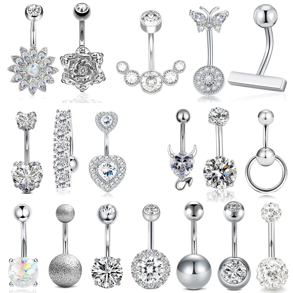 

1Pc Surgical Steel Belly Button Ring Navel Nombril Piercing CZ Belly Ring Sexy Women Belly Piercing Body Jewelry Ombligo 14G