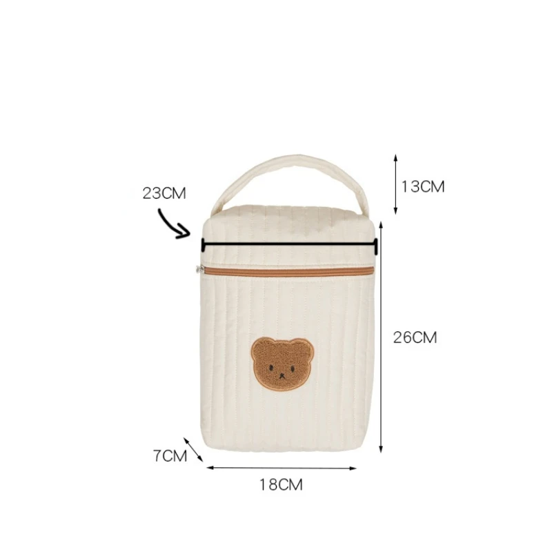 Baby Diaper Bag for Mom Cotton Bear Mommy Bags Nappy Diapers Organizer Zipper Women Handbags Maternity Bag Cartoon Beige Sac - 6