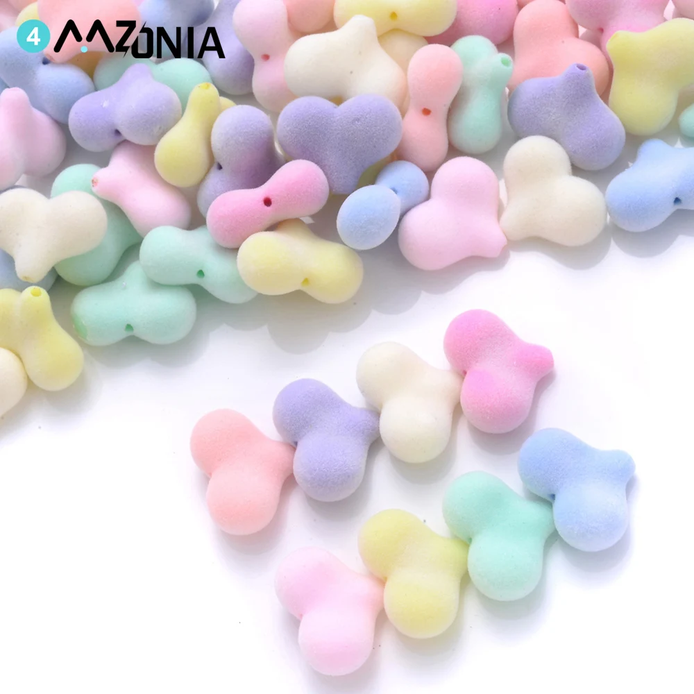 10 stücke Candy Farbe Herz Acryl Perlen Flauschigen Lose Spacer Perlen Für Schmuck Machen DIY Armband Halskette Zubehör 16,5x21mm