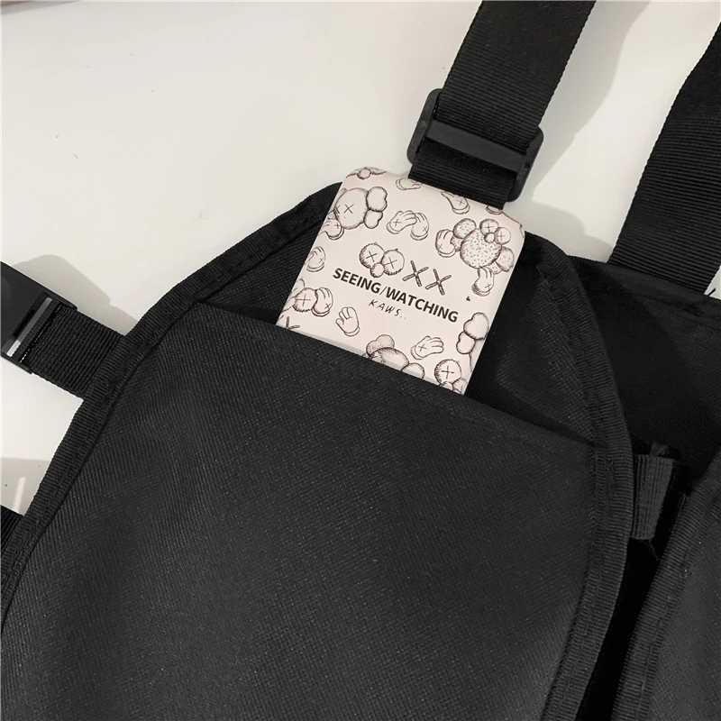  PJRYC Bolso táctico funcional para hombre FashionHip-Hop  Streetwear Bag Unisex Chaleco Pecho Rig Bags (Color: Negro S) : Electrónica