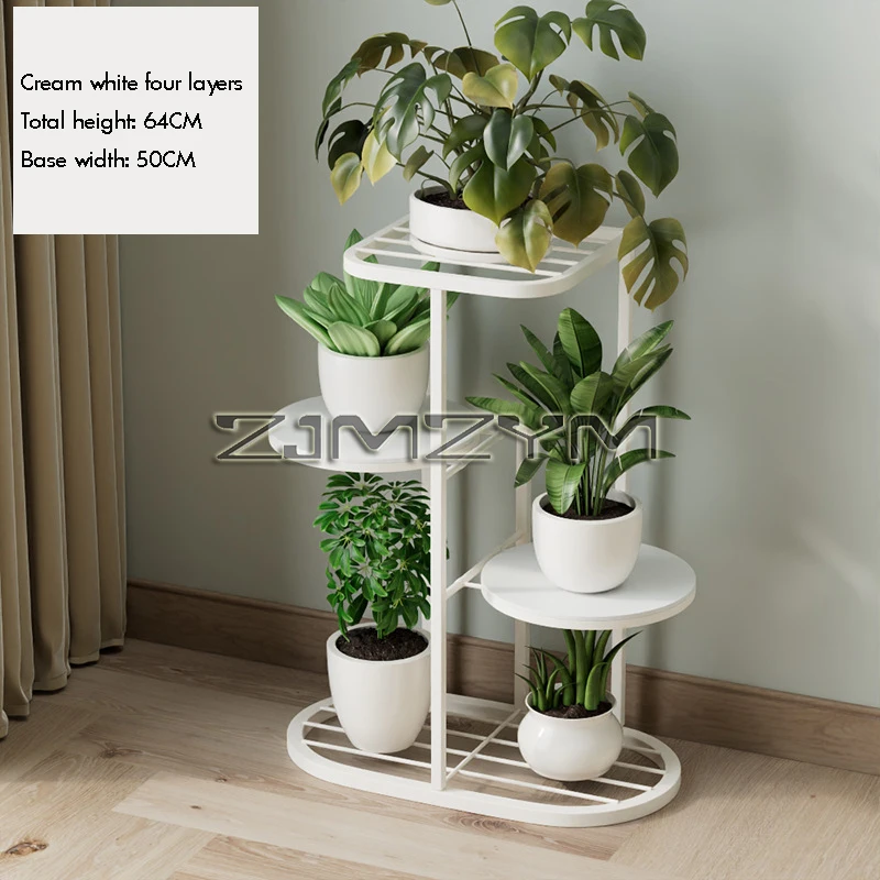 Iron Flower Stand Indoor And Outdoor Flower Plant Shelf Household Living Room 3/4/5 Layers Storage Rack