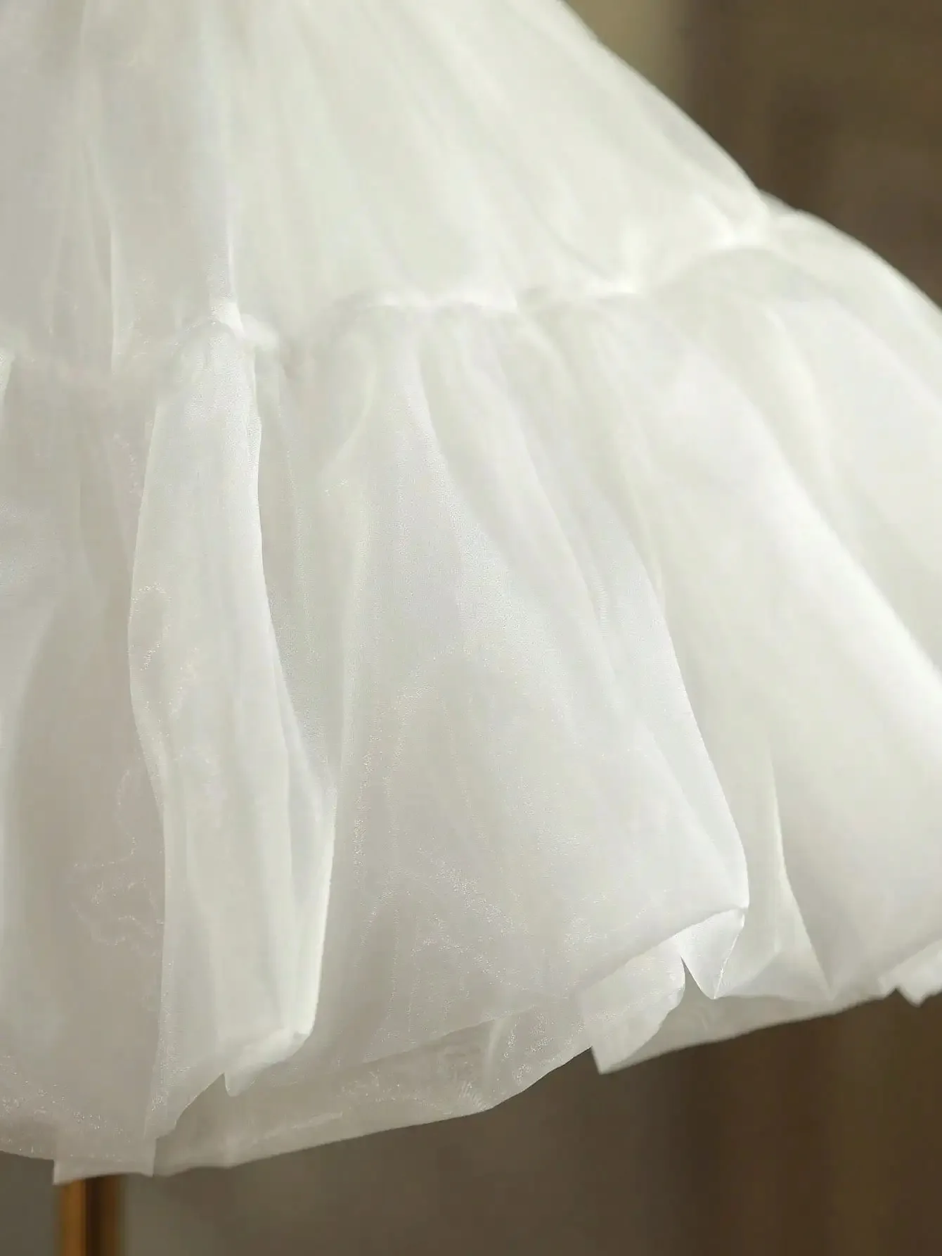 Women Girls Ruffled Short Petticoat with/no Hoop Solid Color Fluffy Bubble Tutu Skirt Puffy Half Slip Prom Crinoline Underskirt