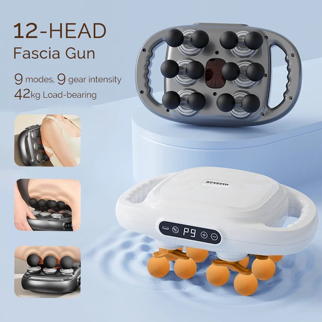 12-Head Fascia Gun High-Frequency Vibration Body Massage Gun Back and Waist Massager Neck Shoulder Massager Muscle masajeador