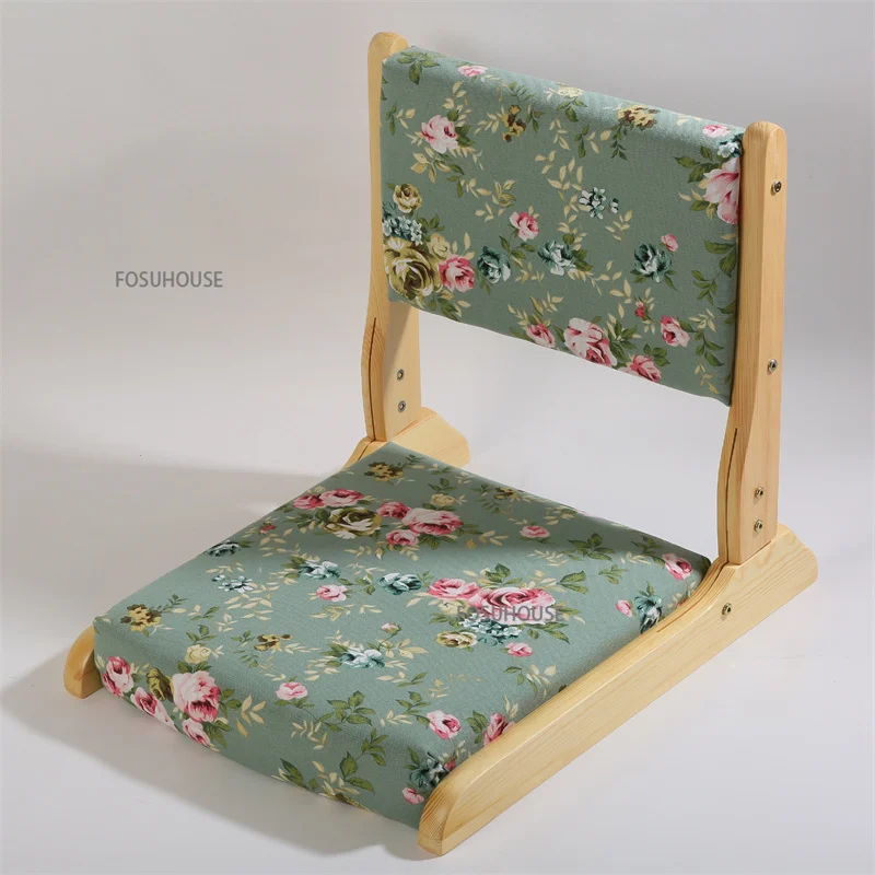 Japanese Tatami Chair Living Room Furniture Foldable Backrest Lounge Chair Bay Window Bed Legless Solid Wood Lazy Chairs Z