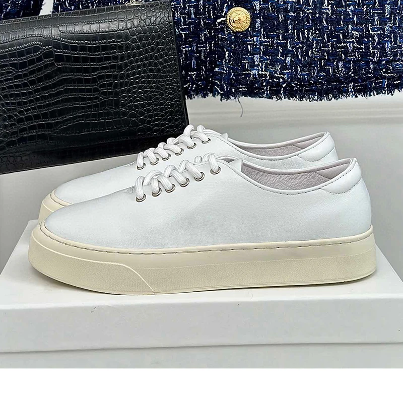 

Spring Autumn Female Loafers 2024 New Round Head Lace-up Ladies Casual Shoes Real Leather Material Anti-Odor Leisure Shoes