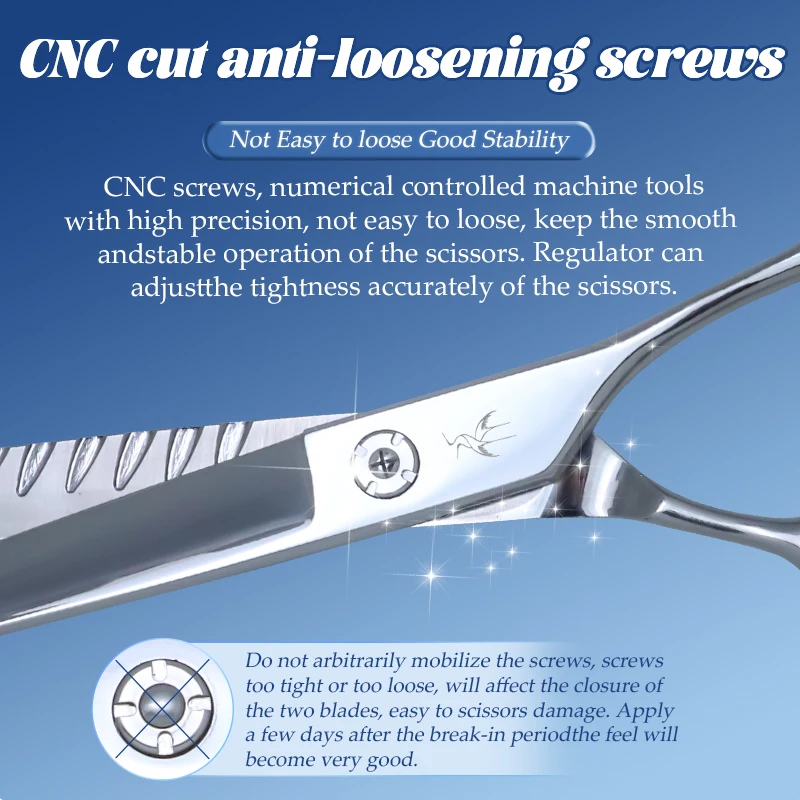 Crane 7.5in High-end Pet Scissors Set VG10 Steel For Dog Grooming Cut Scissor Straight Curved Chunker Thinning Shears Tijeras 가위