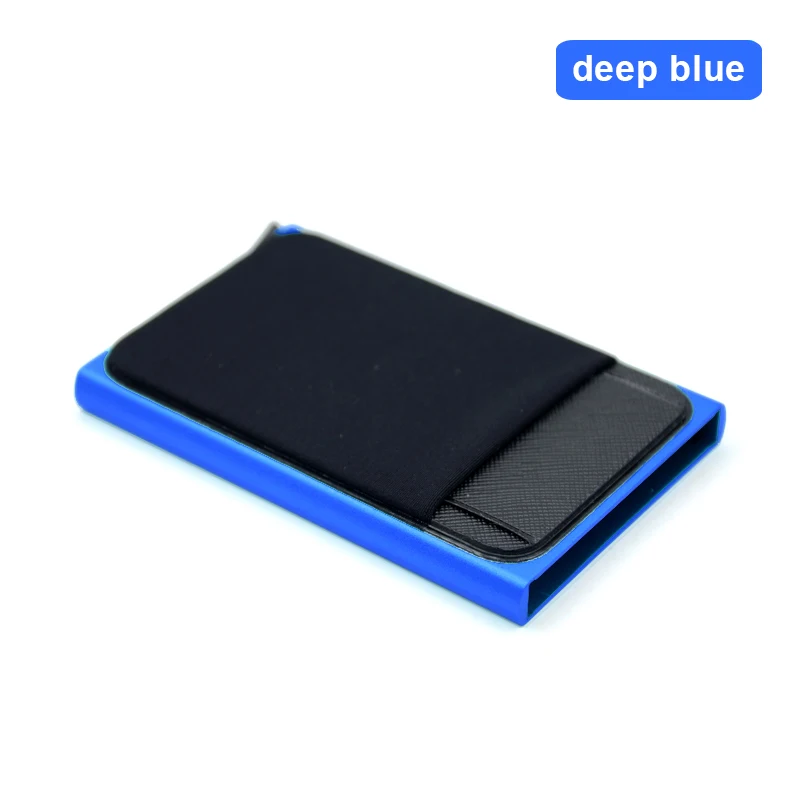 Slim Aluminum RFID Metal Card Holder with Elastic Back Pouch for Travel and ID Essentials