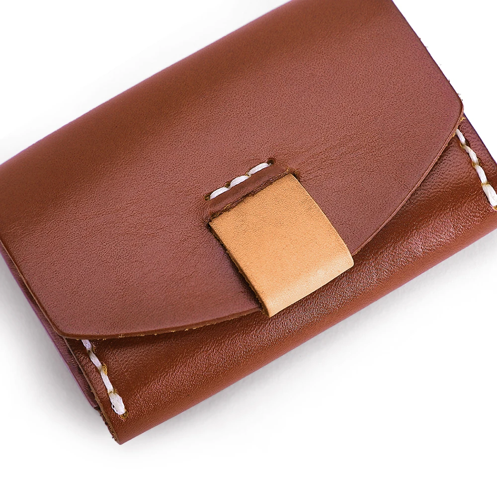 Vegetable Tanned Leather Card Bags Genuine Leather Zero Wallet Mini Card Case Cowhide Retro Card Holder Change Purse