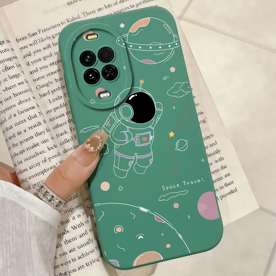 Cute Astronaut Soft Liquid Silicone Anti-Drop Phone Case - Smooth Protective Cover
