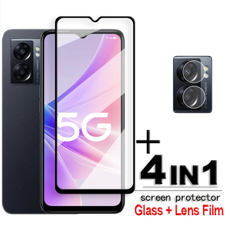 

For OPPO A77 Glass OPPO A77 A57 A96 A76 A36 4G Tempered Glass 2.5D Full Cover Screen Protector OPPO A77 5G Lens Film 6.58 inch