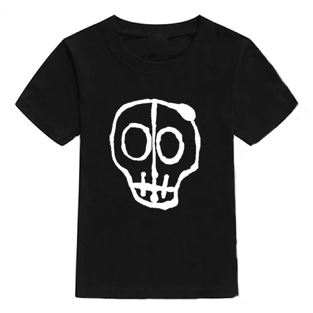 thumbnail image 1 of Camiseta de verano 2024 para niños, camiseta de moda 100 % algodón para niño, camiseta para niña con estampado de calavera de dibujos animados, ropa para niño de 2 a 10 años, 1 of 5