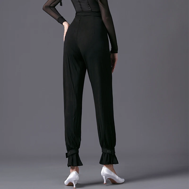 New Black Modern Dancing Pants For Women Ballroom Dance Pants Adults Latin Dance Performance Stage Taining Wear SL9327