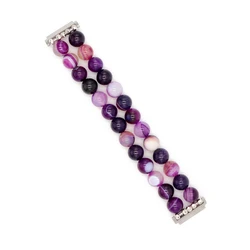 Beaded Bracelet Wristband - 20mm Elastic Jewelry Strap for 20mm (Purple)