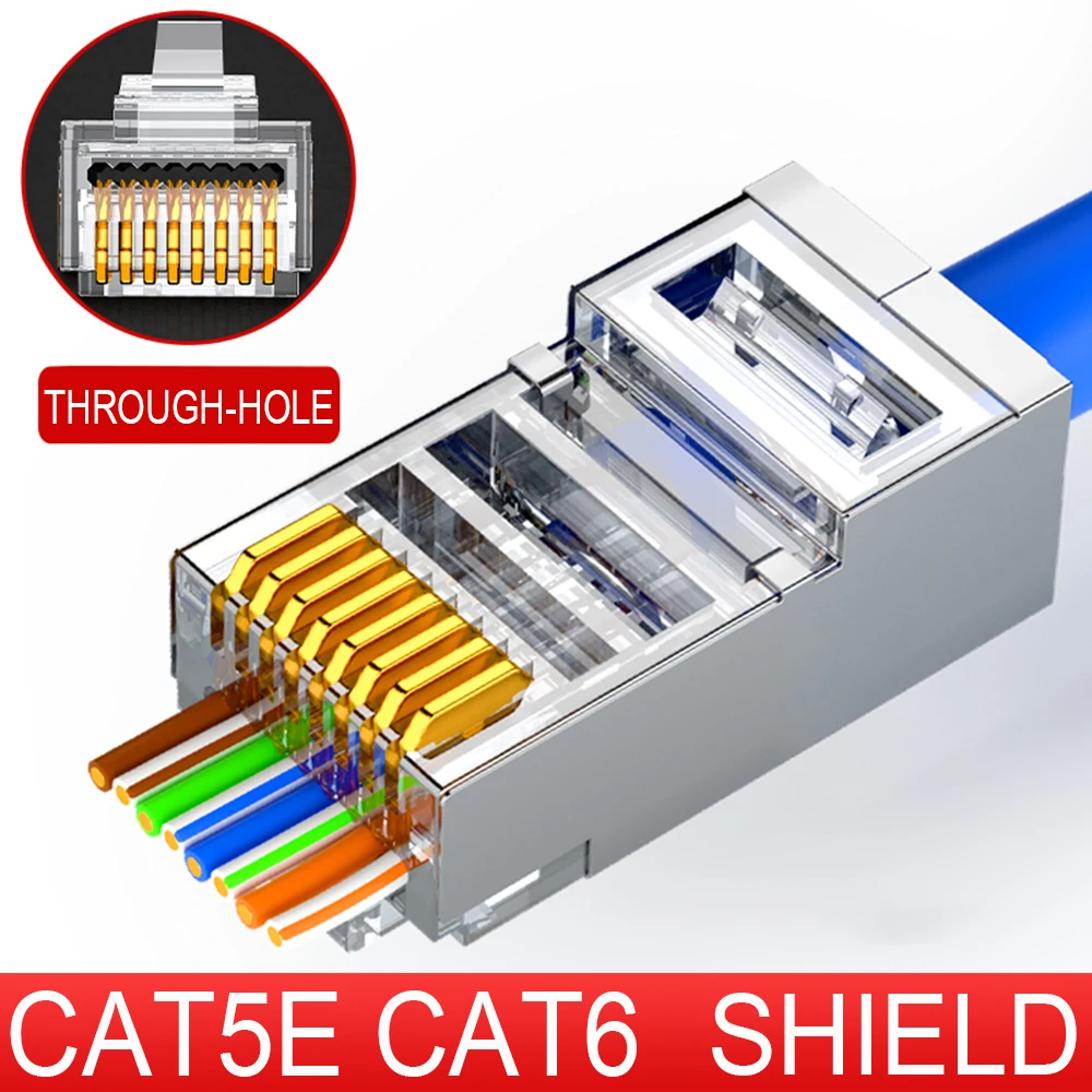 Xintylink-metal Blindado Jack Cabo Conector Cabo Ethernet Plug End Rj45 Cat5e Cat5 Sftp Ftp Stp rg