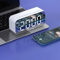 Desktop Alarm Clock Bluetooth wireless audio mini LED mirror digital clock mobile phone speaker stereo audio TF Card FM radio 1