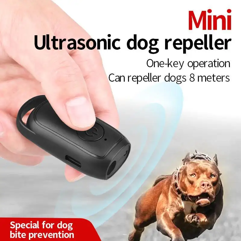 Portable Ultrasonic Dog Repeller USB Rechargeable Long Range Bark Control Outdoor Defense Training Device With LED Light
