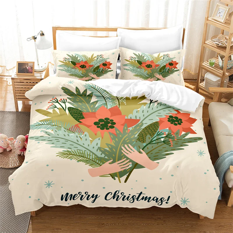 

Комплект постельного белья для мальчиков и девочек, с мультяшным рождественским рисунком, с пододеяльником, для двуспальной кровати