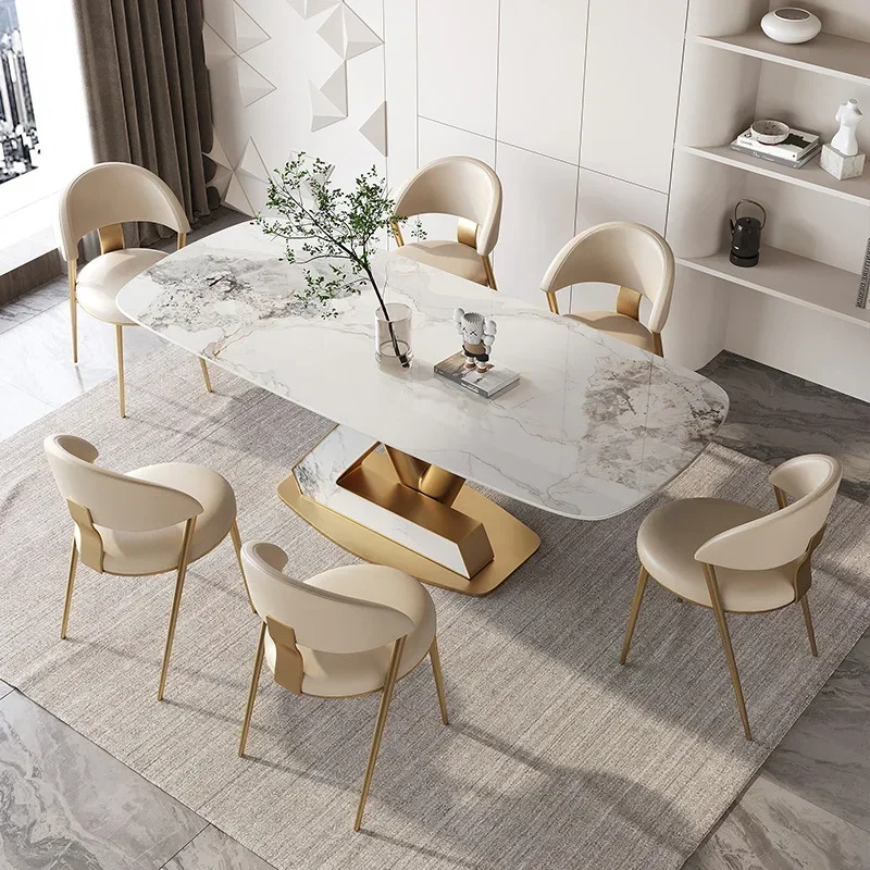 New Luxury Room Table Modern Stainless Steel Frame Marble Top fashion Restaurant Dinning Table and Chairs