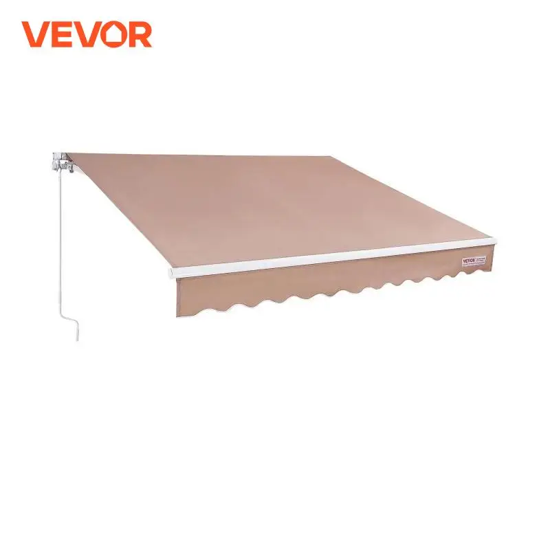 VEVOR Manual Retractable Awning Outdoor Awning Retractable Sun Shade Water-Resistant Polyester Patio Door Window for Backyard