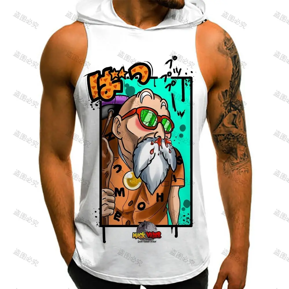 

Gym Clothing Men Dragon Ball Z Goku Vest With Hood Sleeveless Shirts Harajuku Style Bodybuilding Y2k Clothes Fashion Summer 2022