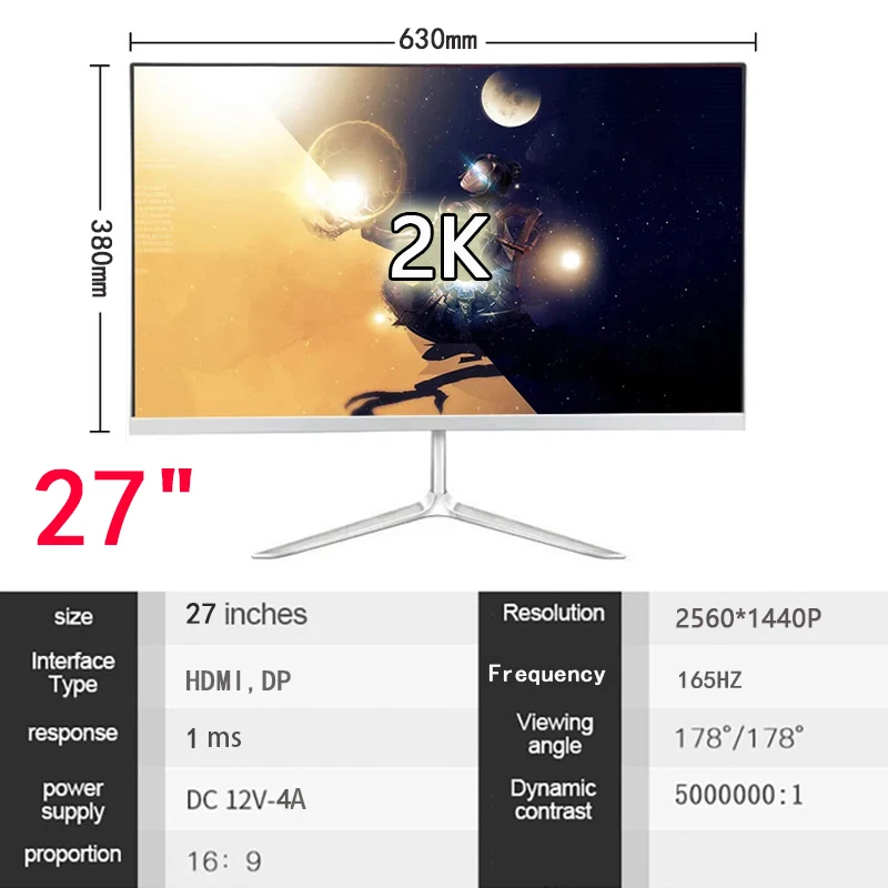 ̸ HD 2k  г ÷, LCD ǻ , PC HDMI ȣȯ , ũž 2560*1440, 27 ġ, 165hz 
