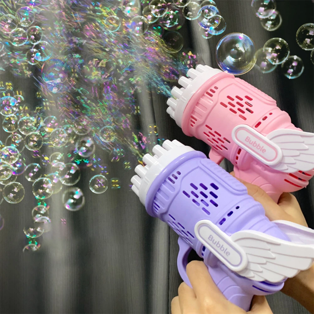 

Wings Gatling Electric Bubble Gun Toy with Automatic Soap Blower Summer Blower Outdoor Party Toy Children Gift Wedding Supplies