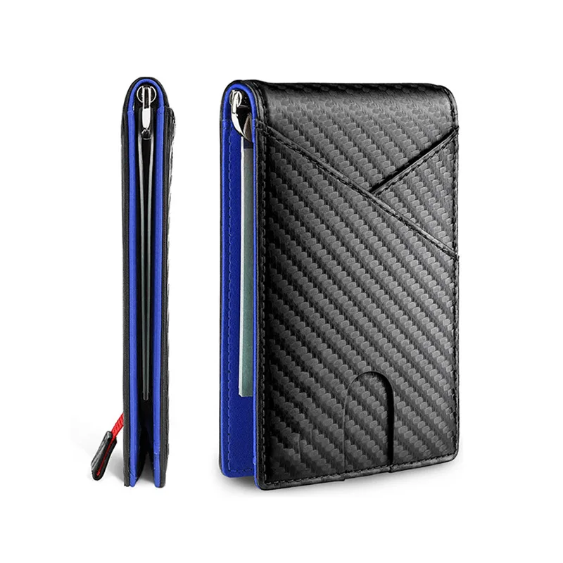 Carbon Fiber Rfid Men Wallets Money Clip Slim Thin Card Holder Money Bag Luxury Male Small Short Purse Bifold Coin Wallet