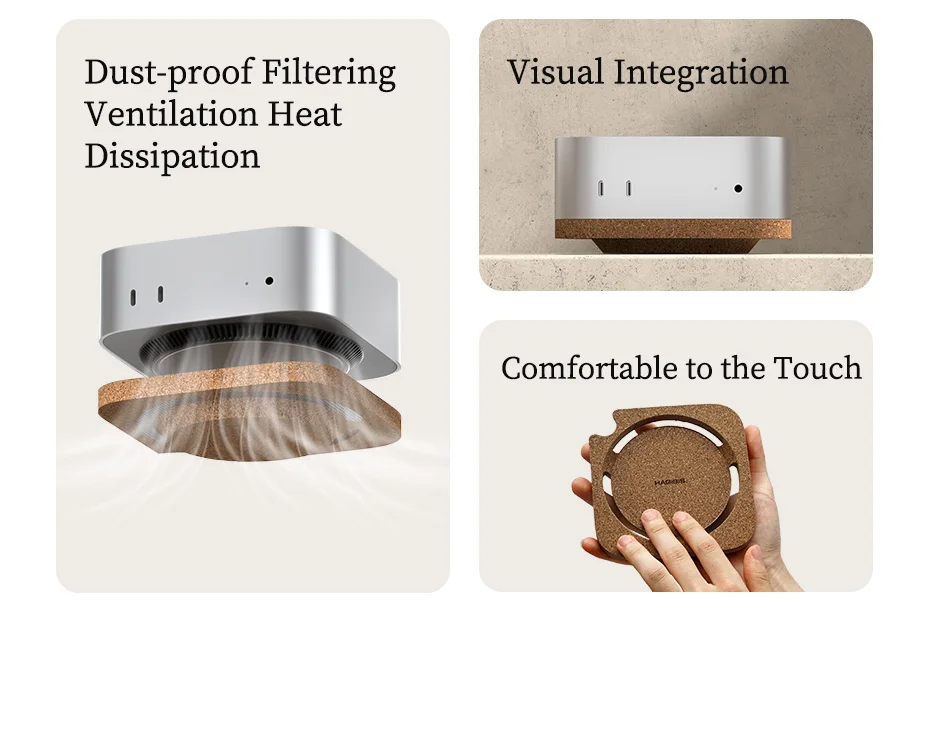 Cork Dust-Proof Stand for Mac mini M4 Eco-Friendly & Anti-Slip Hagibis